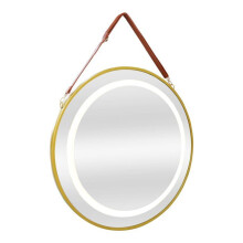 Miroir lumineux LED - HELLOSHOP26 - 70 x 70 cm - Éclairage réglable - Fonction anti-buée - Or