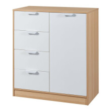 Comoda - HELLOSHOP26 - Modelo atemporal - 4 gavetas - Porta de armário - MDF bege