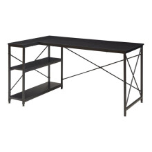 Ufficio ad angolo - HELLOSHOP26 - Posto di lavoro - Nero - 137 x 88 x 75 cm - Montaggio facile