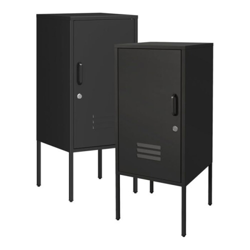 Comodini - HELLOSHOP26 - Set di 2 - Nero - Acciaio - Serrabili