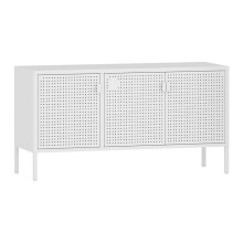 Móvel de TV - HELLOSHOP26 - 114 x 40 x 60 cm - Aço branco - Design moderno - 3 portas