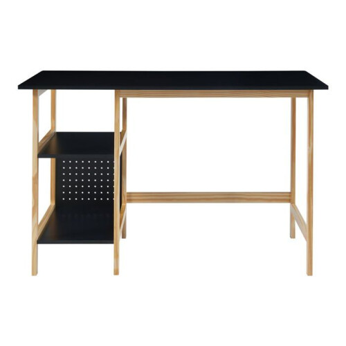 Bureau - HELLOSHOP26 - Scrivania con 2 mensole - 120 x 60 x 75 cm - Nero - MDF 1