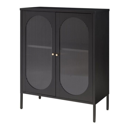 Buffet - HELLOSHOP26 - Buffet bas - Acier - Verre strié - 2 portes