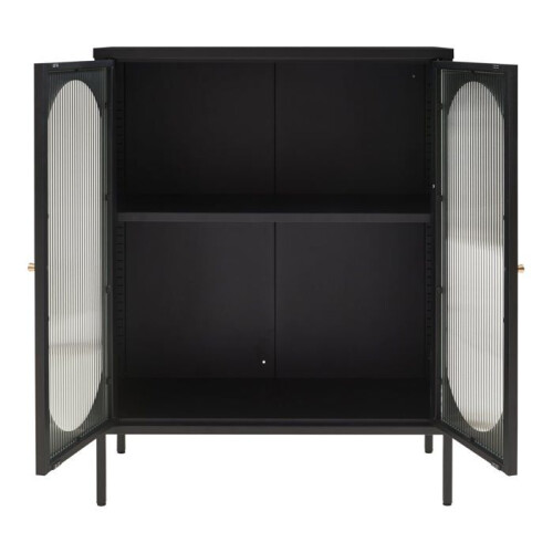 Buffet - HELLOSHOP26 - Buffet bas - Acier - Verre strié - 2 portes 2