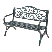 Banc de jardin - HELLOSHOP26 - 127x53x79 cm - Acier gris foncé - Dossier décoratif - Résistant aux intempéries