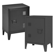 Mesas de cabeceira - HELLOSHOP26 - Conjunto de 2 - Aço lacado - Preto - 57 x 40 x 30 cm