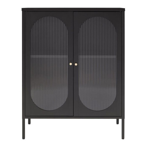 Buffet - HELLOSHOP26 - Buffet bas - Acier - Verre strié - 2 portes 1