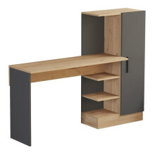 Ufficio adulto - HELLOSHOP26 - Ufficio con armadio integrato - 120 x 153 x 40 cm - Effetto rovere - Montaggio facile
