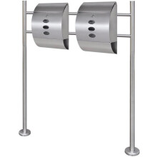 Dubbele brievenbus moderne design roestvrij staal op poten 120 cm 1002007