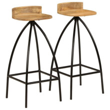 Bancos de bar - HELLOSHOP26 - Conjunto de 2 - Madeira de mangueira maciça - Aço robusto - Estilo industrial