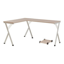 Scrivania d'angolo - HELLOSHOP26 - 158x120x75 cm - Bianco effetto rovere - Supporto PC pratico - Montaggio facile