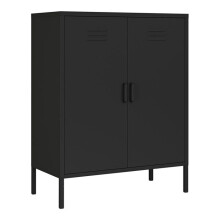Armadio ufficio - HELLOSHOP26 - Metallico - 2 porte - 2 ripiani regolabili - Nero opaco