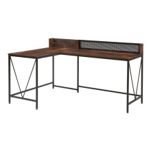 Scrivania ad angolo - HELLOSHOP26 - 165x110x90 cm - Nero effetto noce - Montaggio facile - Superficie facile da mantenere
