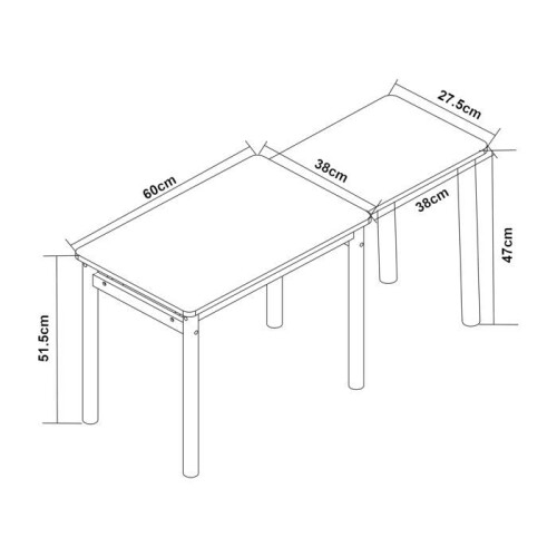 Bureau table poste de travail extensible pour enfant 60 x 38 x 51,5 cm rose 2