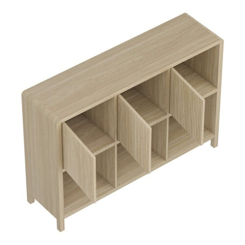 Commode - HELLOSHOP26 - Modèle intemporel - 3 compartiments ouverts - 3 compartiments fermés - Effet chêne 1