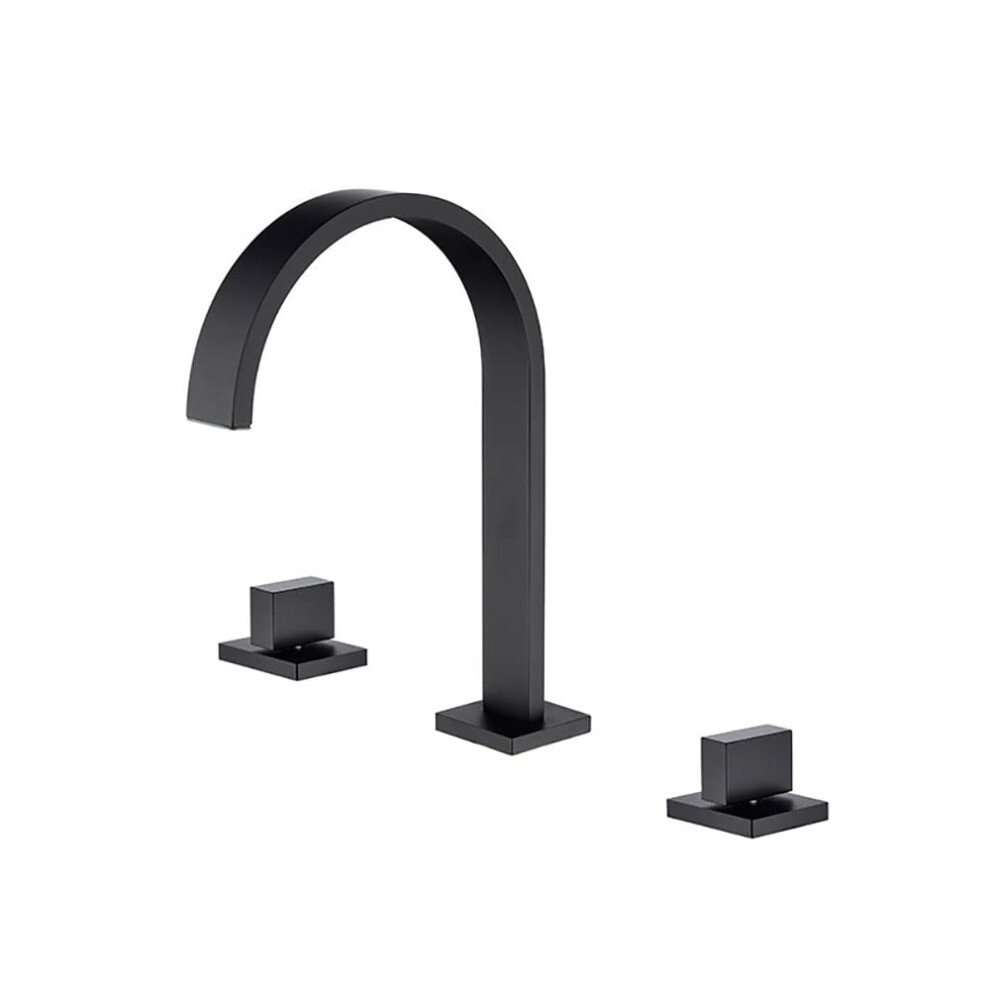 Waterfall Bathroom Faucet 3Hole 2Handle Widespread Vanity Faucets Arc Vessel Sink Hot And Cold Mixer Taps Copper Dark 9347817524185