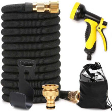 100ft Expandable Garden Hose with Durable Brass Fittings, Flexible Lightweight for Gardening and Washing