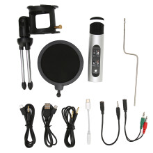 High Quality Condenser USB Microphone for Computer, RGB Lighted Microphone with Headphone Monitor Echo Control Mute Noise Reduction Plug-and-Play