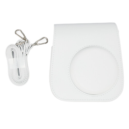 Capa protetora para câmera instantânea em couro PU, compatível com Instax Mini. Design com aba, interior macio em microfibra que não risca e
