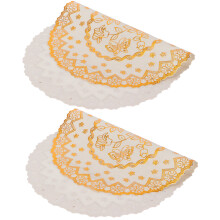 2Pcs Gold Oval PVC Placemats & Cup Coasters for Wedding Decoration