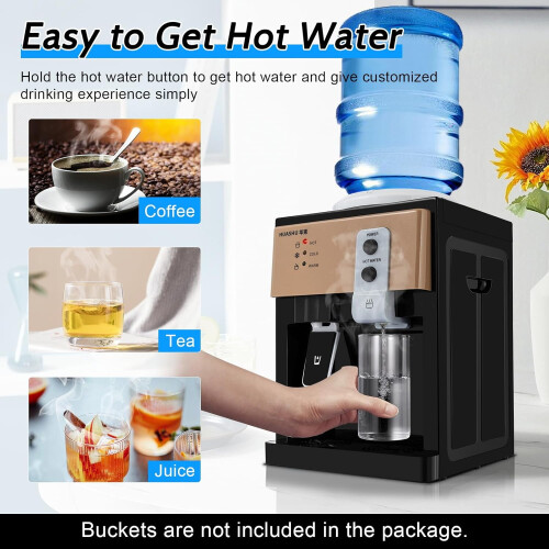 Loading Water Cooler Dispenser Hot and Cold with Automatic Temperature Control for Home Office Brown and Black 1