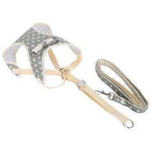 Breathable Gray Dots Cat Vest Harness with Adjustable Leash M (Fit 5.8kg)