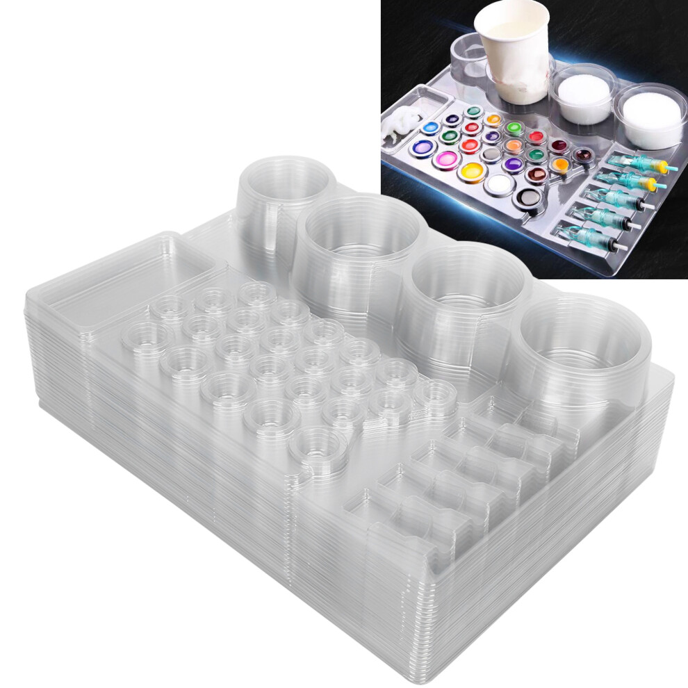 Professional 24pcs Tattoo Ink Cup Holder Stand and Pigment Trays Disposable