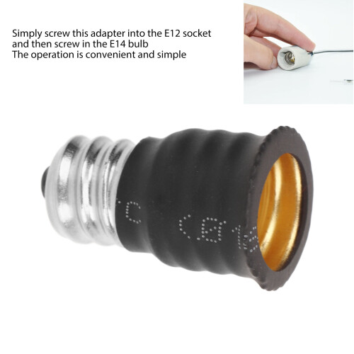 6Pcs E12 to E14 Light Bulb Adapters, Black, PC & Copper, 16g 2
