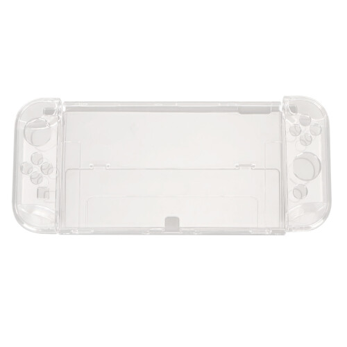 Capa protetora transparente para Nintendo Switch OLED com absorção de impacto, compatível com dock, design antirriscos, pegada confortável e 2