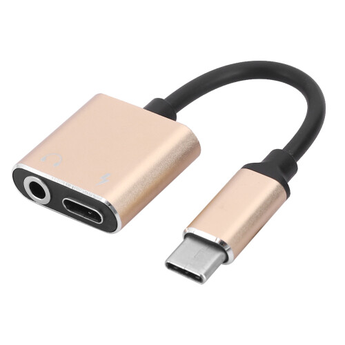 Adaptador USB-C para 3,5 mm com áudio e carregamento 2 em 1, divisor USB-C com chip DAC de alta resolução, compatível com controle de microfone e 2