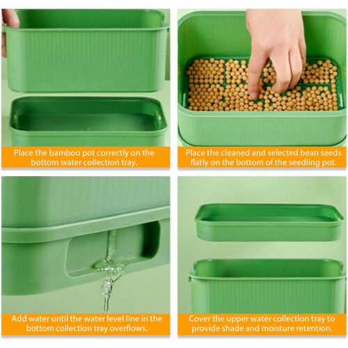 2Pcs Sprouting Trays BPA  Stackable Soil Microgreens Growing Trays for Bean Sprouts 1