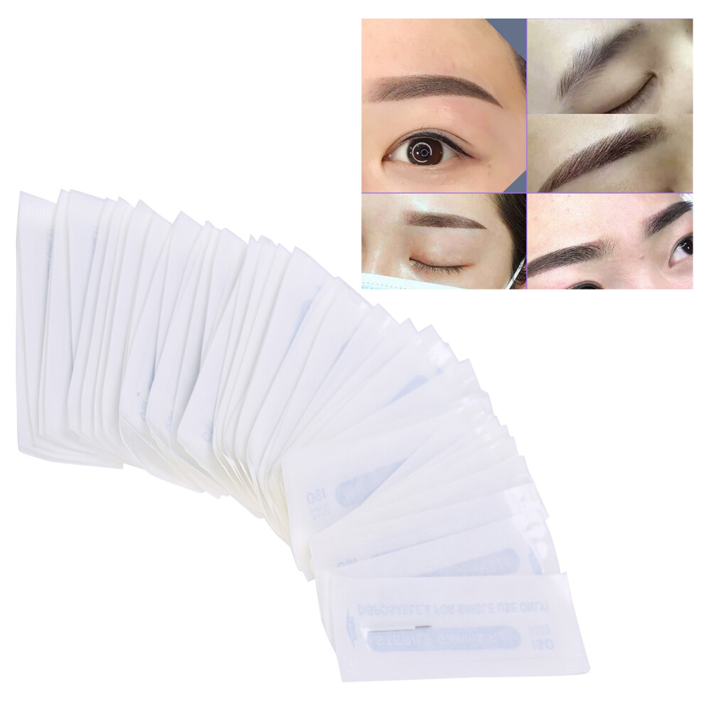 50pcs 3RS Eyebrow Tattoo Needles - Microblading Stainless Steel Shader