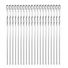 20PCS Twisted Stainless Steel BBQ Skewers 10 Inch Reusable Kabob Sticks for Grilling Meat and Veggies