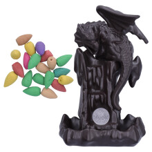 Brûleur d'encens en céramique à reflux avec lumière LED, style nordique, fait main, en forme de ptérosaure, créant un flux de fumée. Ornement