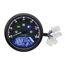 Universal Motorcycle Digital Dash Gauge 14 Cylinders Tachometer Odometer 12000 RPM No Sensor