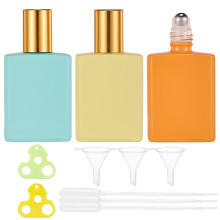 15ml Essential Oil Roller Bottles with LeakProof Triple Seal, UV Protection Glass, 3 Pack