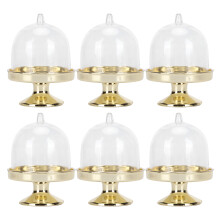 12er Set Mini Bonbon-Tortenständer mit Deckel, Gold, 8x5,5 cm