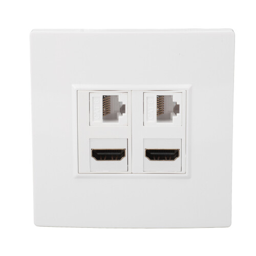 Placa de parede universal Keystone para Ethernet HD Multimedia Interface, funciona com qualquer tipo de conector Keystone RJ45Cat6, compatível com 2