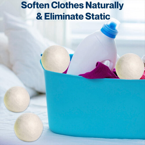 6Pcs Wool Dryer Balls- Premium Natural - Made with 1