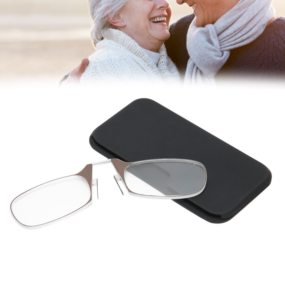 Brown Elderly Armless Nose Clip Reading Glasses +200 For Men Women