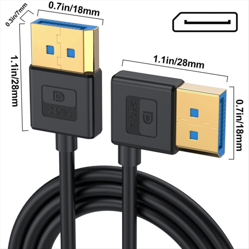 3.3ft Display Port 1.4 Extension Cable 90 Degree D 2