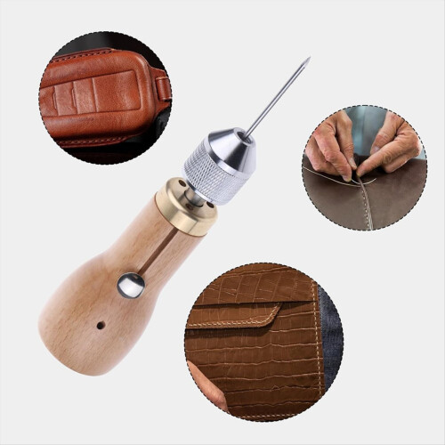 Sewing Awl Kit with Straight Bent Needles Waxed Th 1