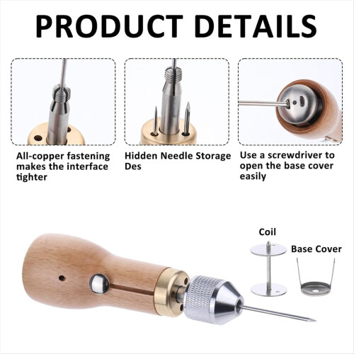 Sewing Awl Kit with Straight Bent Needles Waxed Th 2