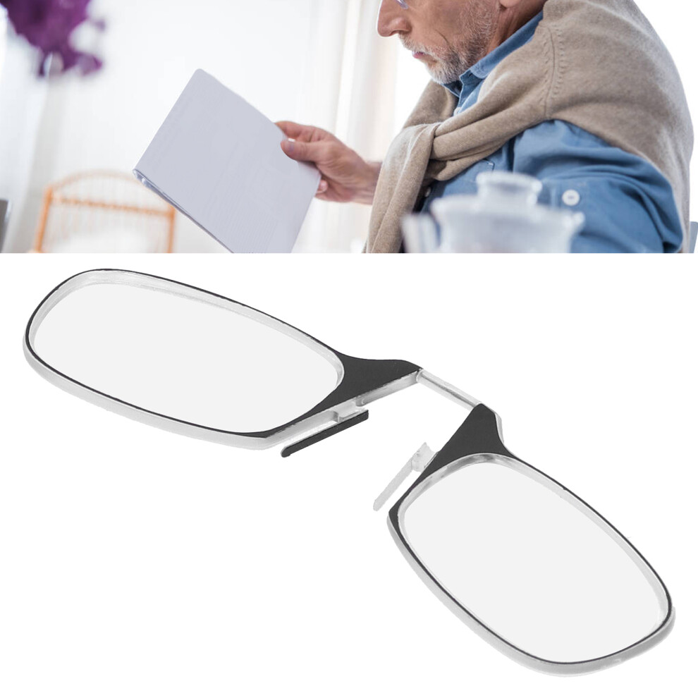 Black Elderly Armless Nose Resting Glasses +200 Unisex Reading Eyeglasses