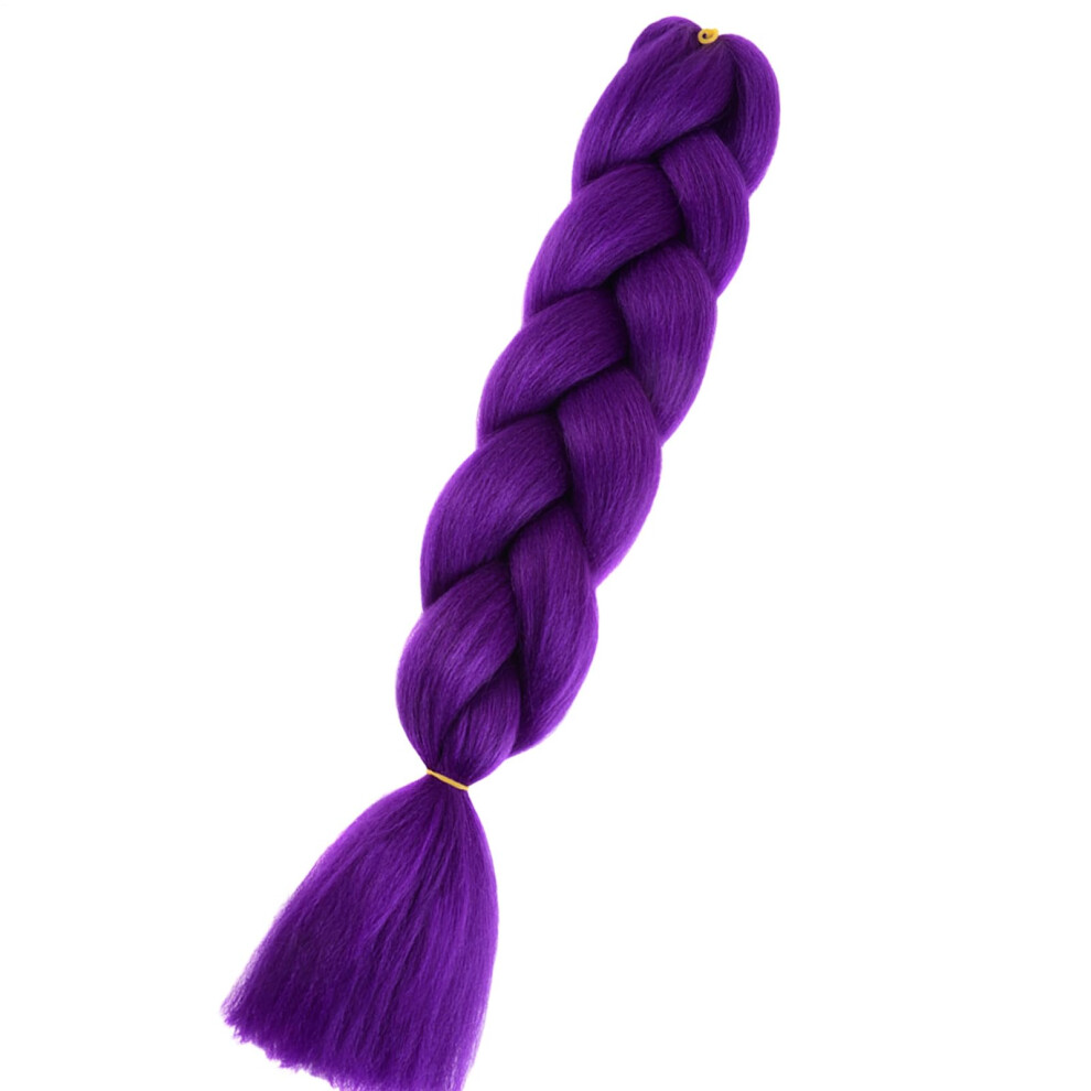 Stretched Synthetic Hair Purple 60cm Violet Braids Hair Extensions Pre Stretched Hairs For Masquerade Ball Stage Carnival Halloween