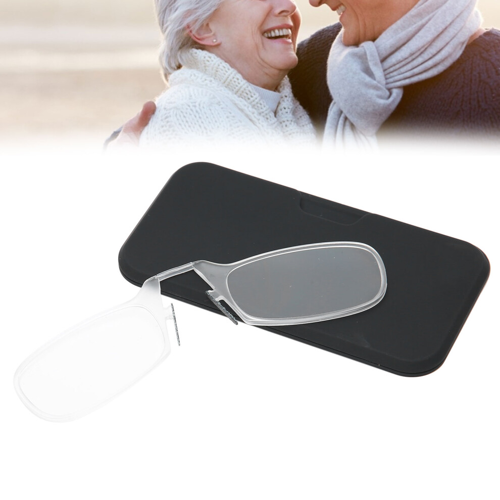 Portable Pince Nez Reading Glasses for Elderly +300 Transparent