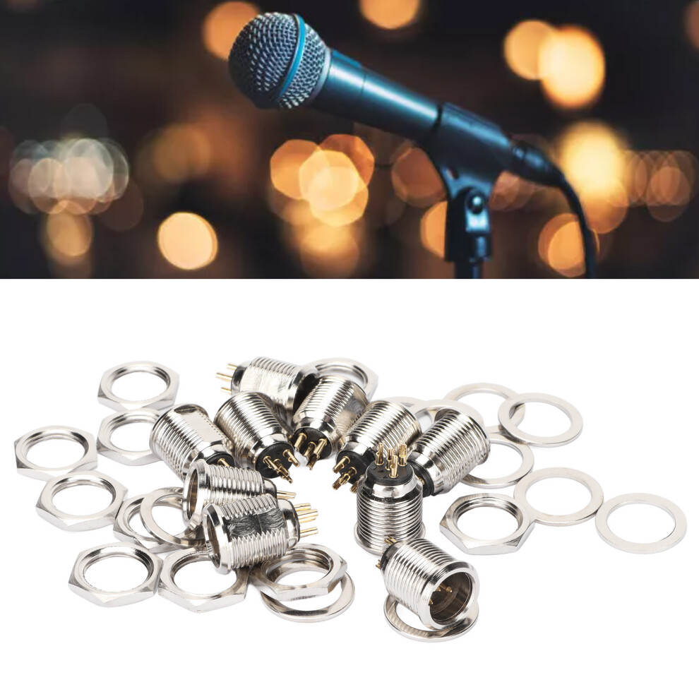 10Pcs Metal Xlr Male Socket 4 Pin Panel Mount Microphone Sound Connector 5051375235158
