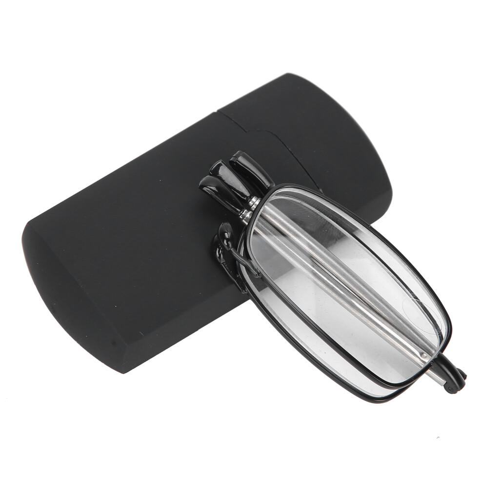 Black Elderly Portable +2.50 Square Frame Reading Glasses With Case