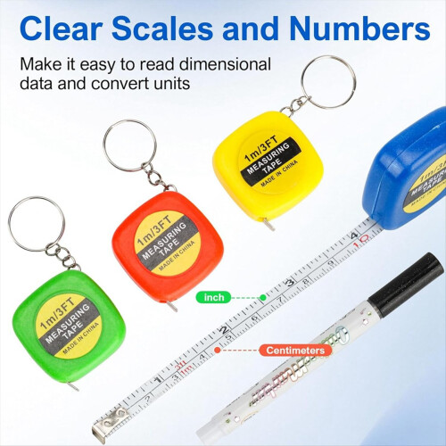 80 PCS Keychain Tape Measure Small Keychains, 3 Ft 2