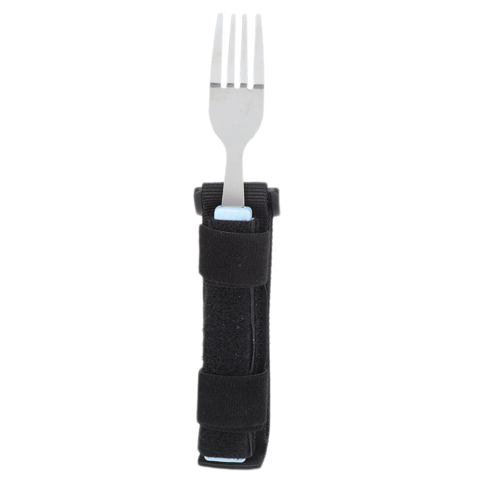 Weighted Eating Fork Spoon Universal Cuff Utensils For Hand Tremors Assistance Adjustable Belt Strap Secure Hold Utensils Lightweight Comfortable Des